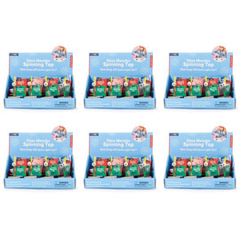 Kikkerland Kidoki Dizzy Monster Wooden Spinning Top Counter Display of 12 Bundle of 6