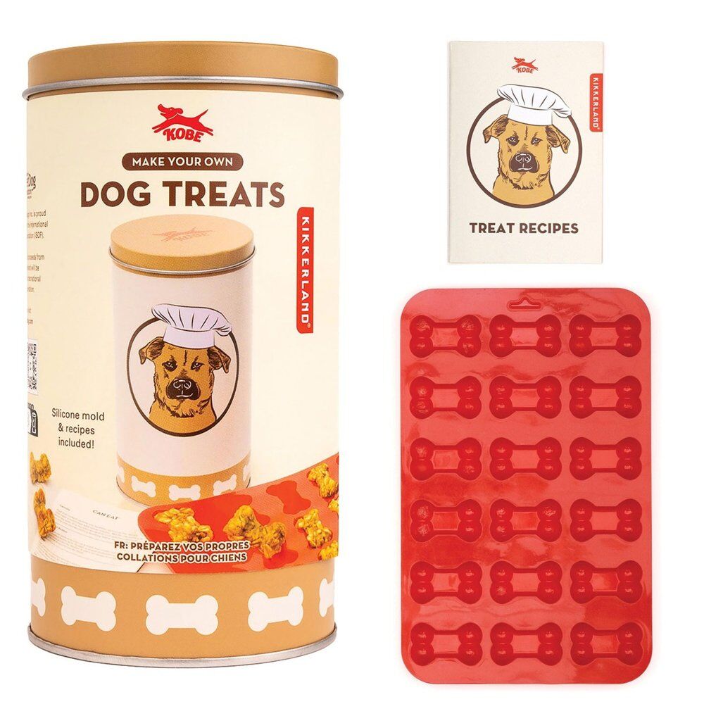 Kikkerland Kobe Make Your Own Dog Treats Tin with Silicone Mould and Recipes Pack of 3