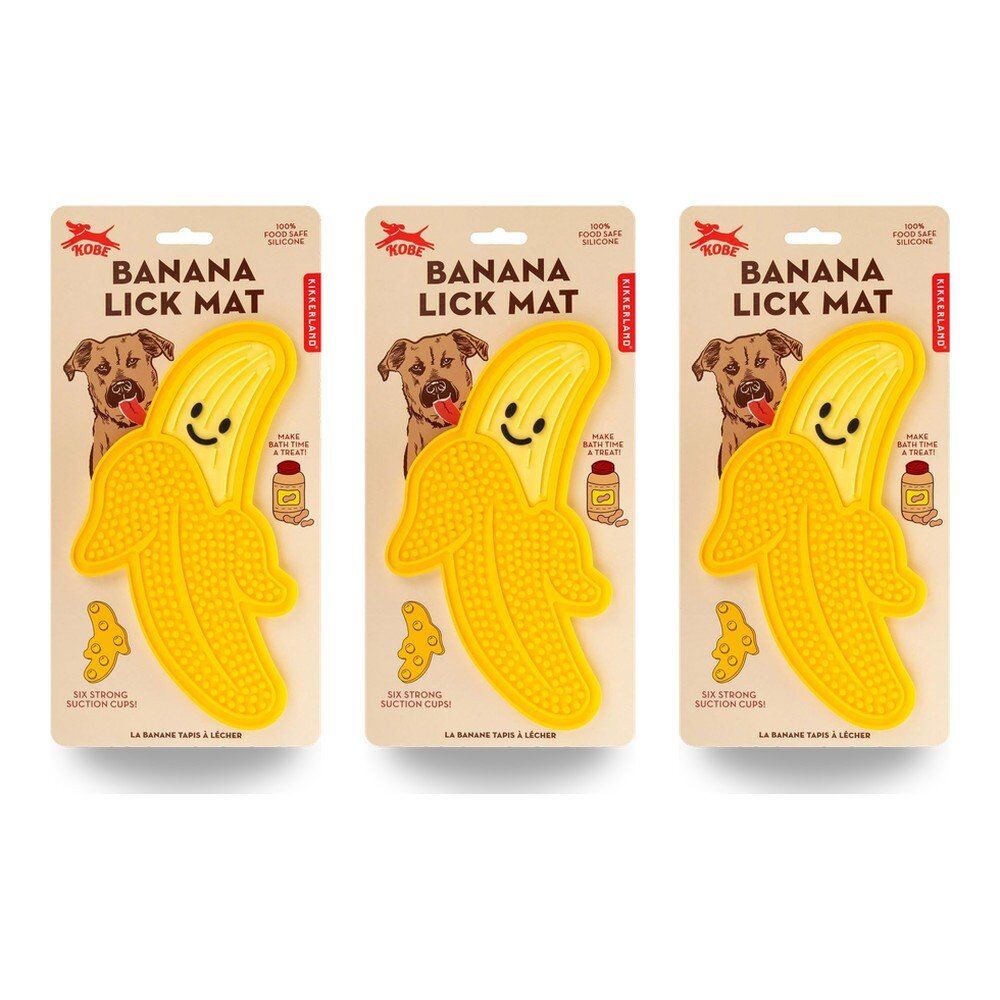 Banana Lick Mat for Dogs Silicone with Suction Cups Pack of 3