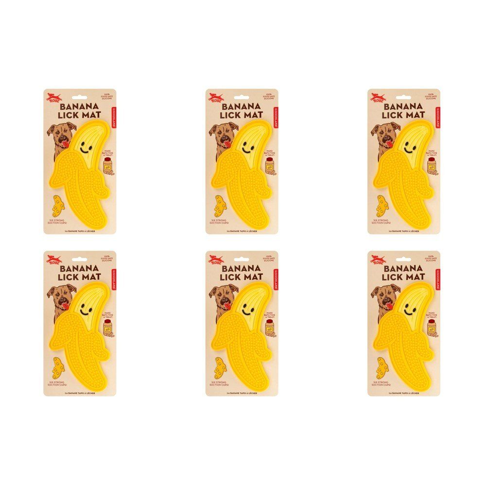 Banana Lick Mat for Dogs Silicone with Suction Cups Pack of 6