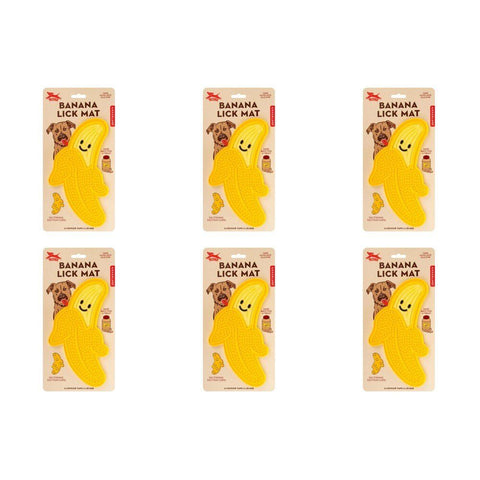 Banana Lick Mat for Dogs Silicone with Suction Cups Pack of 6