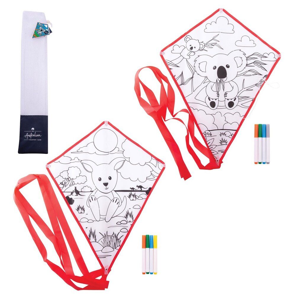 Colour Your Own Kite with Markers Australian Animals - Random Design Supplied Pack of 5