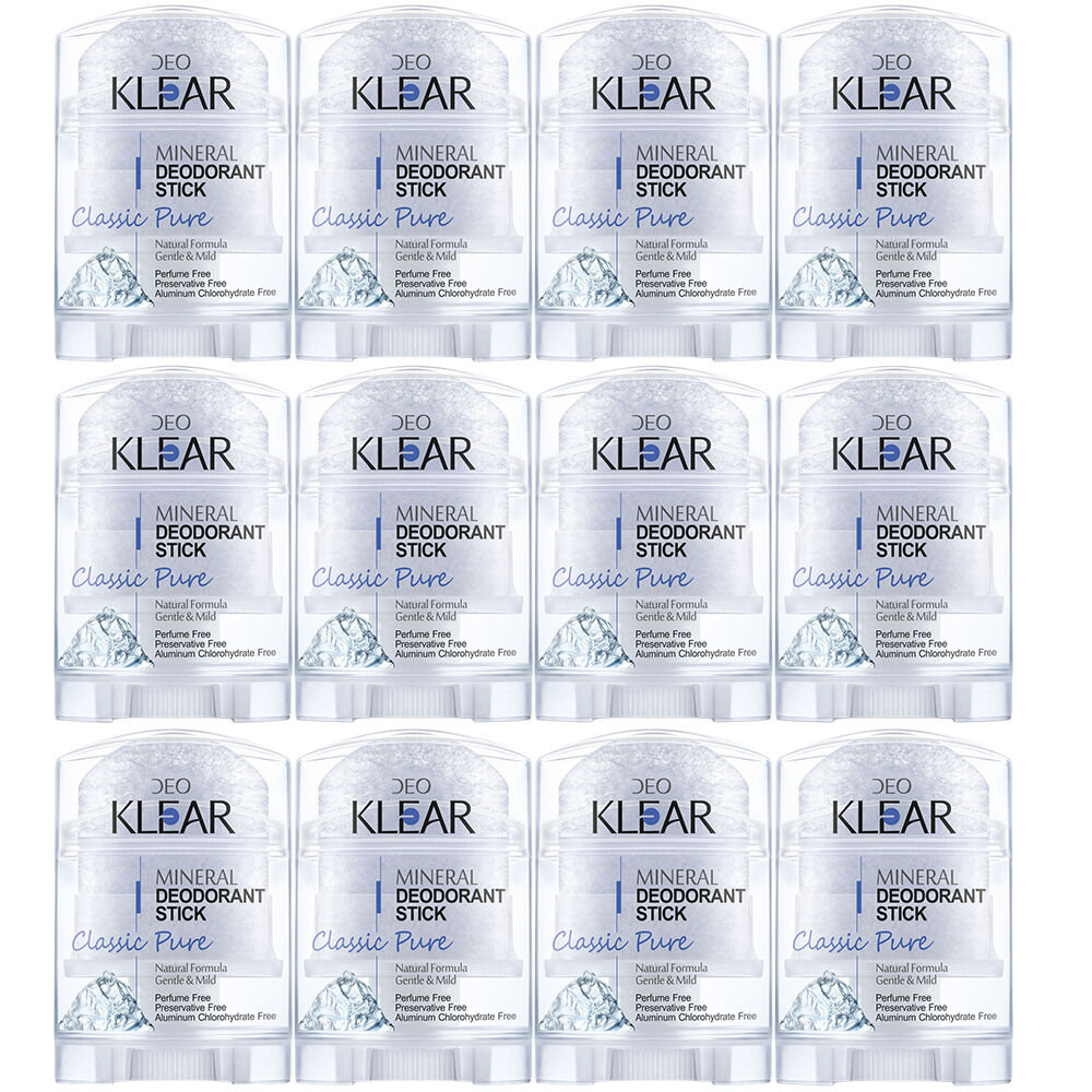 Deoklear Mineral Deodorant Classic Pure 70g Fragrance Free Pack of 12