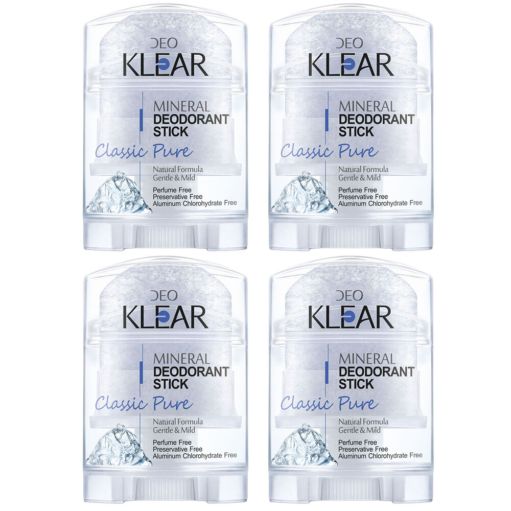 Deoklear Mineral Deodorant Classic Pure 70g Fragrance Free Pack of 4