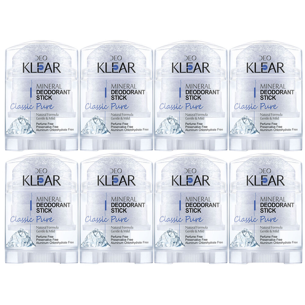 Deoklear Mineral Deodorant Classic Pure 70g Fragrance Free Pack of 8