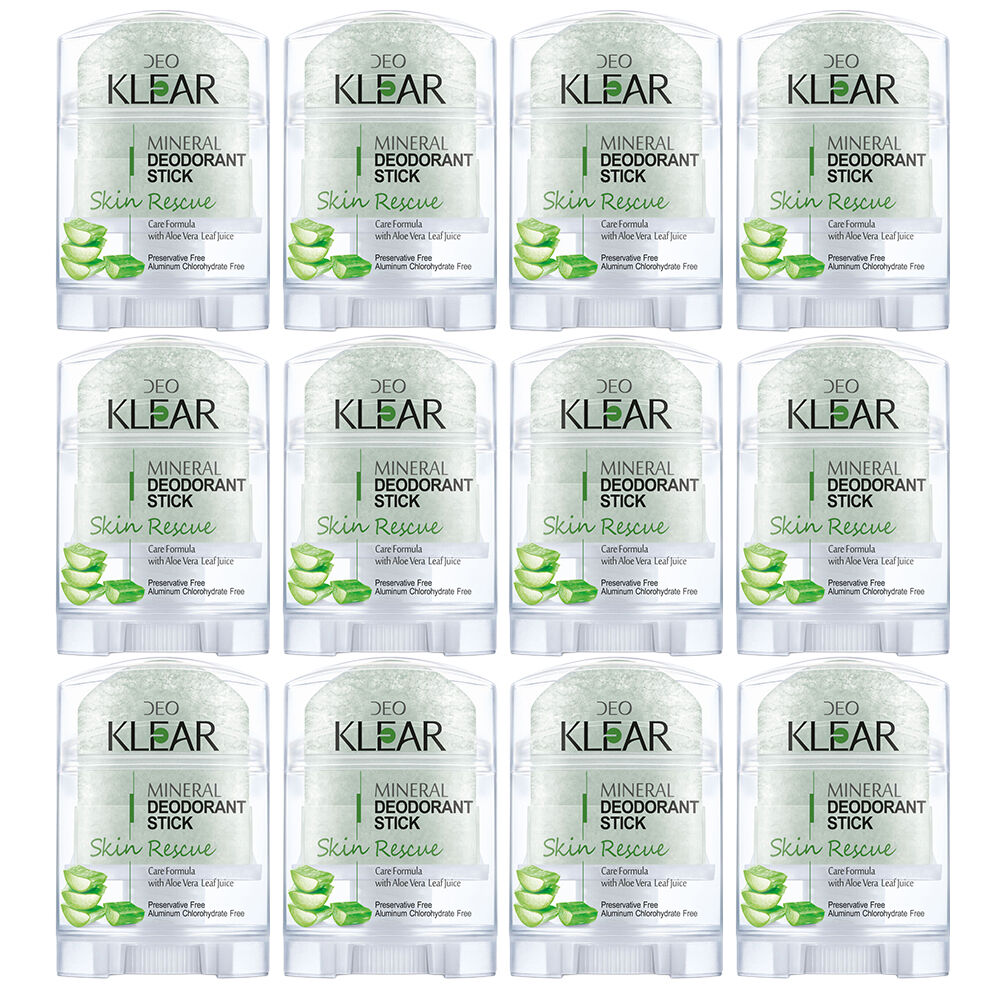 Deoklear Mineral Deodorant Skin Rescue Aloe Vera 70g Sensitive Skin 12 Pack