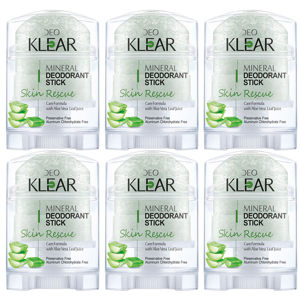 Deoklear Skin Rescue Mineral Deodorant Aloe Vera 6 Pack 70g for Sensitive Skin