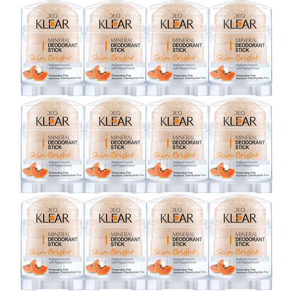 Deoklear Mineral Deodorant Skin Bright Papaya 70g Pack of 12 Brightening