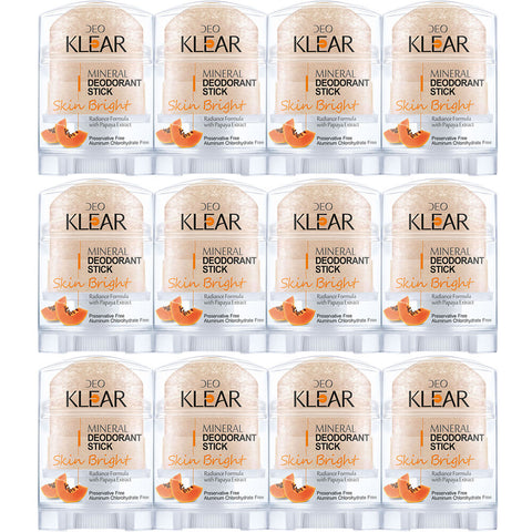 Deoklear Mineral Deodorant Skin Bright Papaya 70g Pack of 12 Brightening