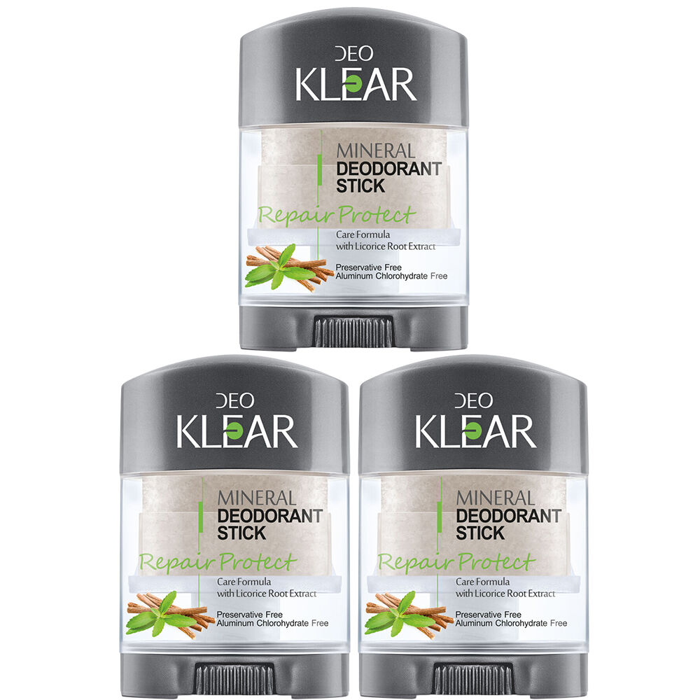 Deoklear Mineral Deodorant Repair Protect Licorice 70g Aluminium Free Pack of 3
