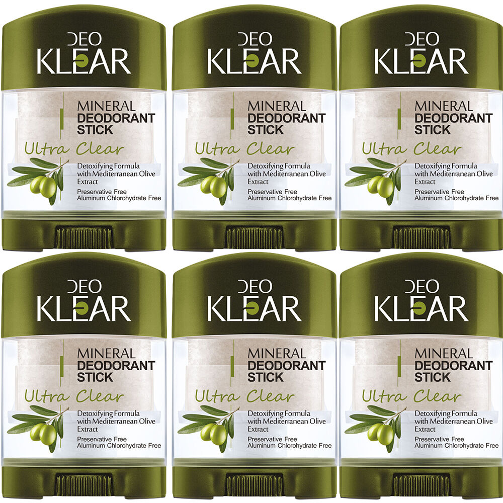 Deoklear Mineral Deodorant Ultra Clear Mediterranean Olive 70g 6 Pack