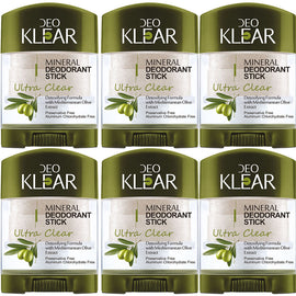 Deoklear Mineral Deodorant Ultra Clear Mediterranean Olive 70g 6 Pack
