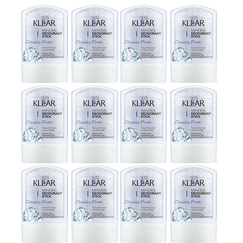 Deoklear Mineral Deodorant Classic Pure Fragrance Free 60g Pack of 12