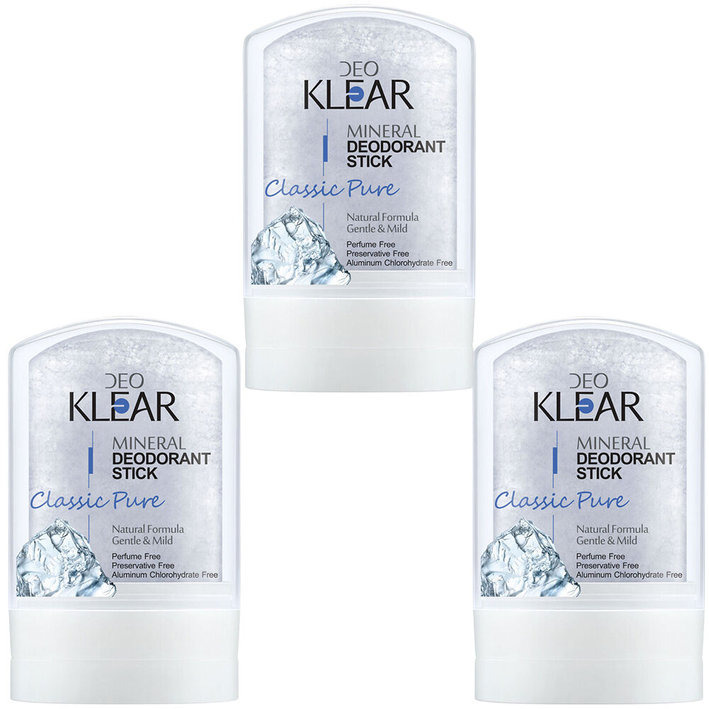 Deoklear Mineral Deodorant Classic Pure 60g Fragrance Free Aluminium Free 3 Pack