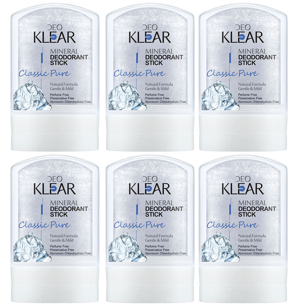 Deoklear Mineral Deodorant Classic Pure 60g Unscented Aluminium Free 6pk