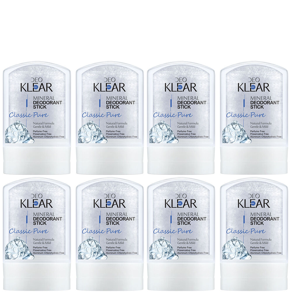 Deoklear Mineral Deodorant Classic Pure 60g Fragrance Free Aluminium Free 8 Pack