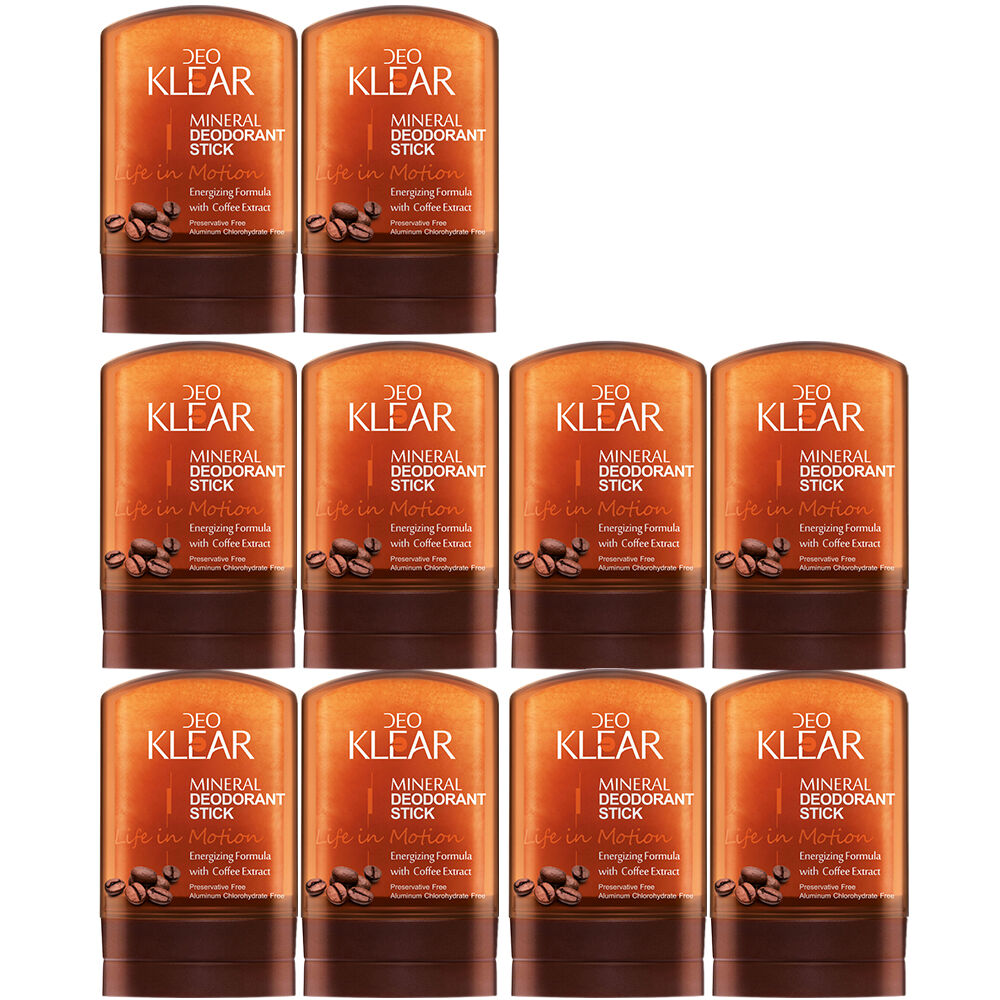 Deoklear Life In Motion Coffee Mineral Deodorant Stick 60g Pack of 10 Men