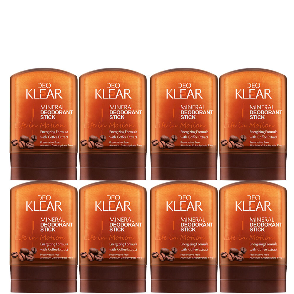 Deoklear Life In Motion Coffee Mineral Deodorant Stick 60g Pack of 8