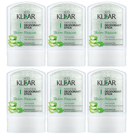Deoklear Mineral Deodorant Skin Rescue Aloe Vera 60g Pack of 6 Aluminium Free