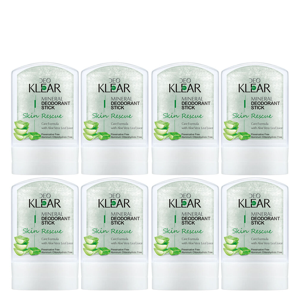 Deoklear Mineral Deodorant Skin Rescue Aloe Vera 60g Aluminium Free 8 Pack