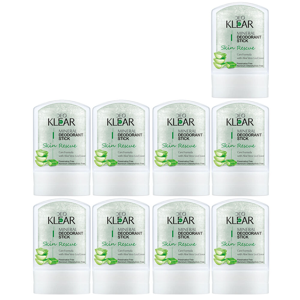 Deoklear Mineral Deodorant Skin Rescue Aloe Vera 60g Aluminium Free Pack of 9