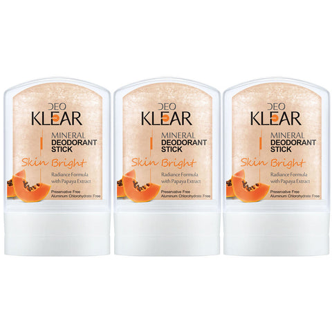 Deoklear Mineral Deodorant Skin Bright Papaya 3 Pack 60g Aluminium Free