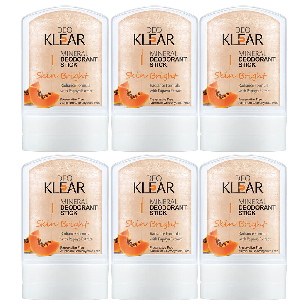 Deoklear Mineral Deodorant Skin Bright Papaya 60g Aluminium Free Pack of 6