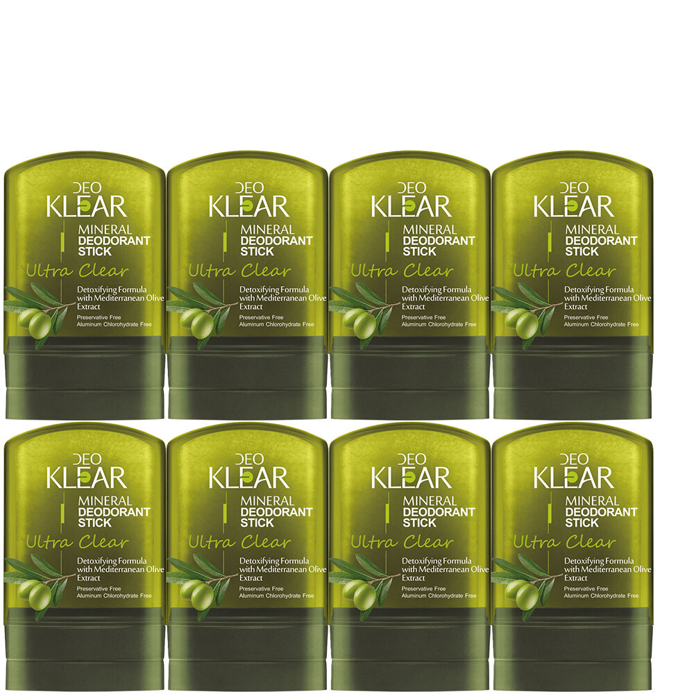 Deoklear Mineral Deodorant Ultra Clear Mediterranean Olive 60g Pack of 8