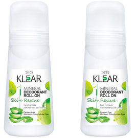 Deoklear Mineral Deodorant Skin Rescue Aloe Vera Roll On 100ml Pack of 2