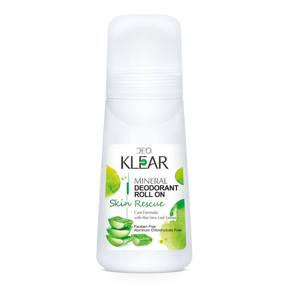 Deoklear Mineral Deodorant Skin Rescue Aloe Vera Roll On 100ml Gentle Non Sticky