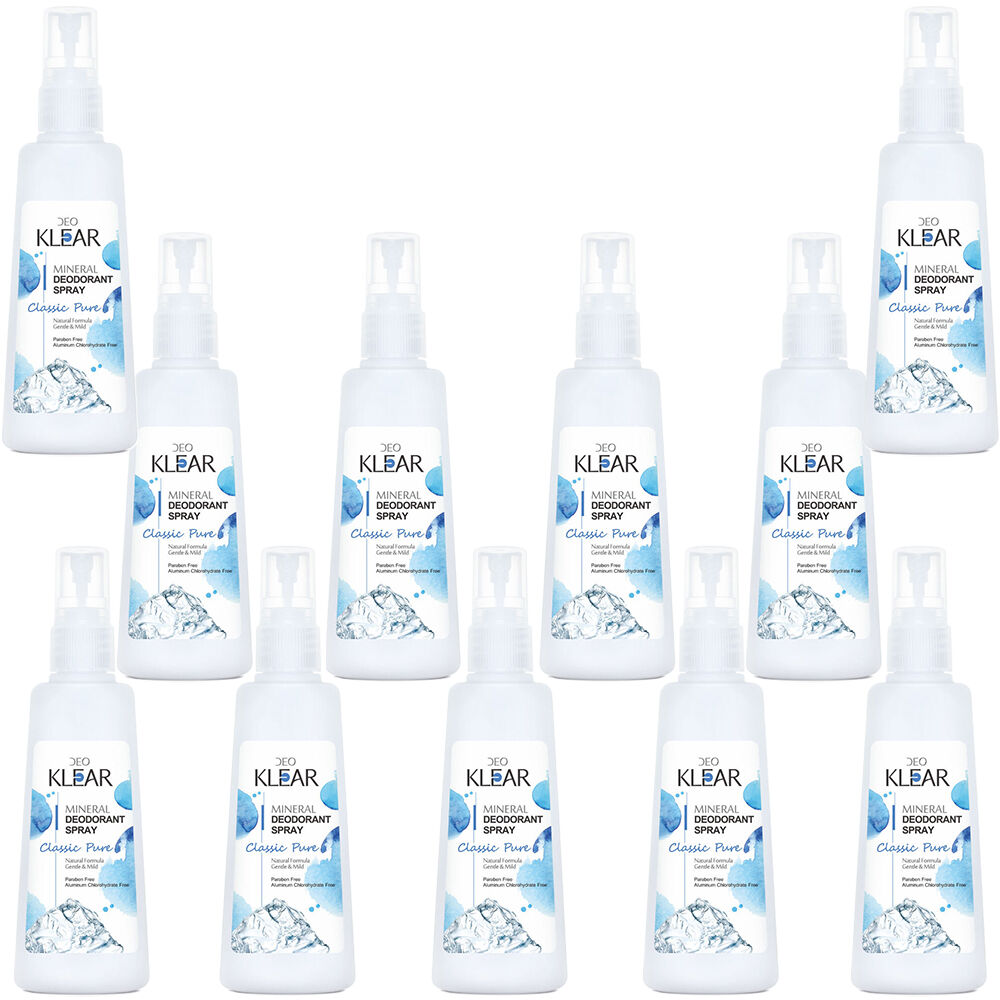 Deoklear Mineral Deodorant Classic Pure Spray 100ml Pack of 11 Alcohol Free