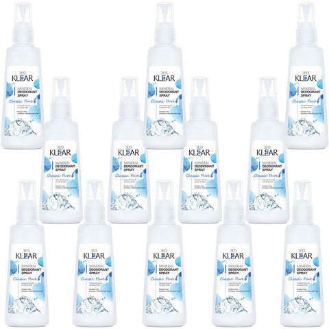 Deoklear Mineral Deo Classic Pure Spray 100ml Alcohol Aluminium Free 12 Pack