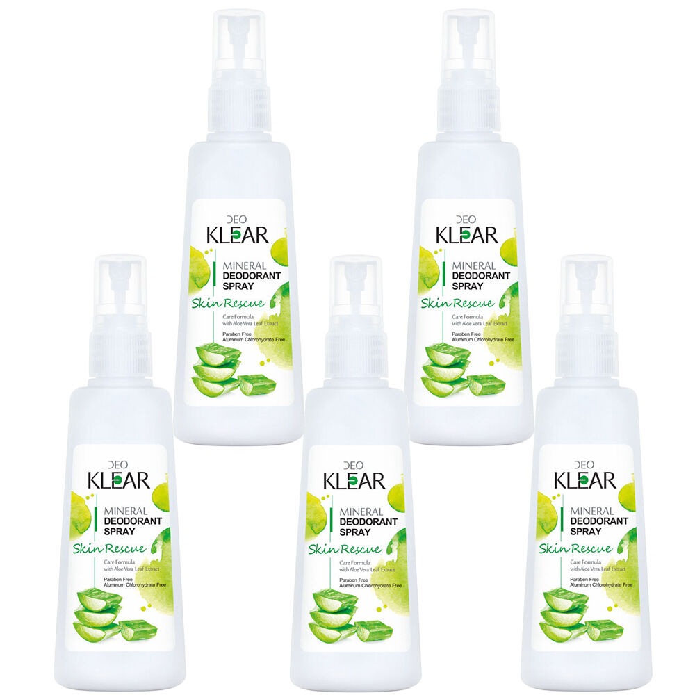 Deoklear Skin Rescue Mineral Deodorant Aloe Vera Spray 5 Pack 100ml
