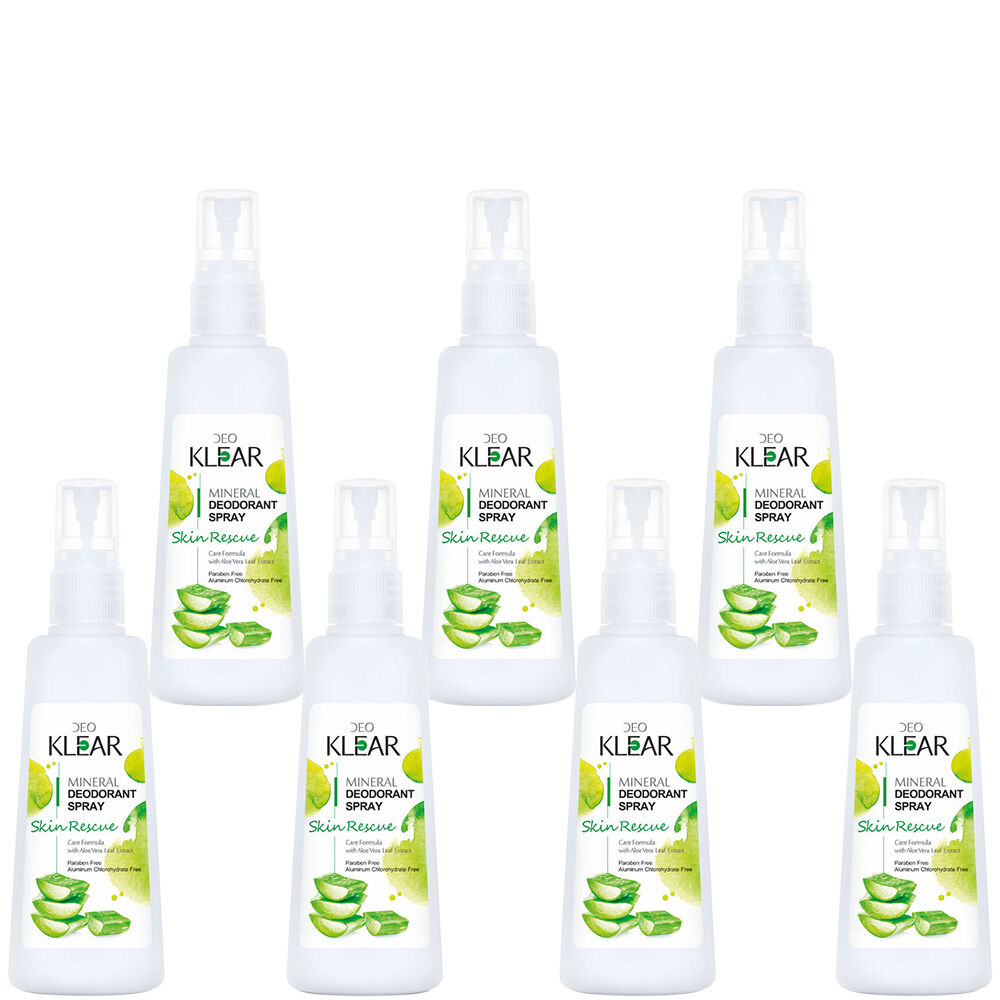 Deoklear Mineral Deodorant Skin Rescue Aloe Vera Spray 100ml Bundle Pack 7
