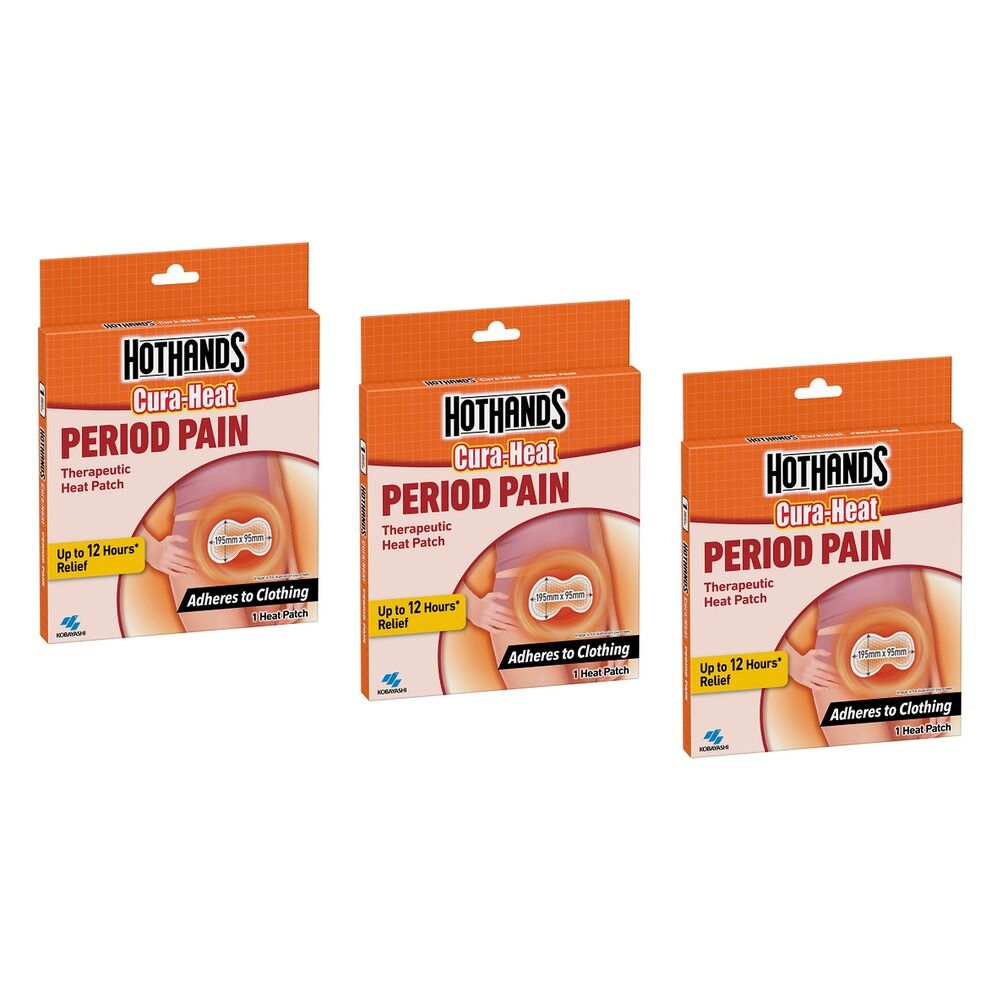 Hot Hands Cura-Heat Menstrual Cramp Pack x 6 Bundle of 3