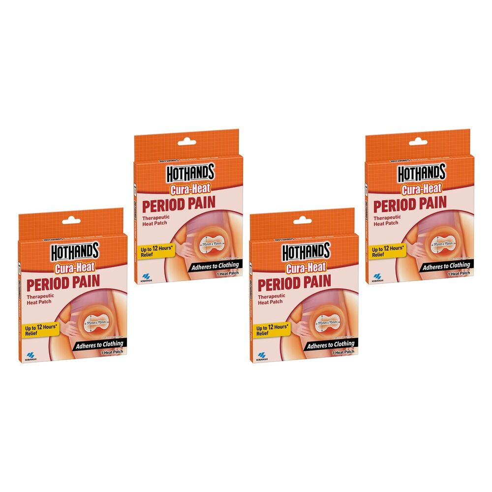 Hot Hands Cura-Heat Menstrual Cramp Pack x 6 Bundle of 4