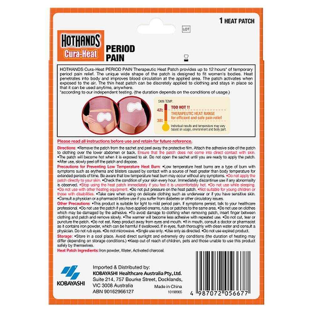 Hot Hands Cura-Heat Menstrual Cramp Pack x 6
