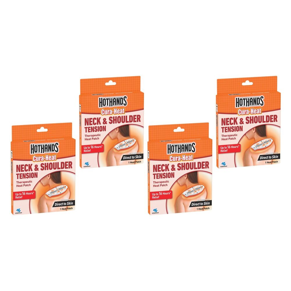 Hot Hands Cura-Heat Neck & Shoulder Pack x 6 Bundle of 4