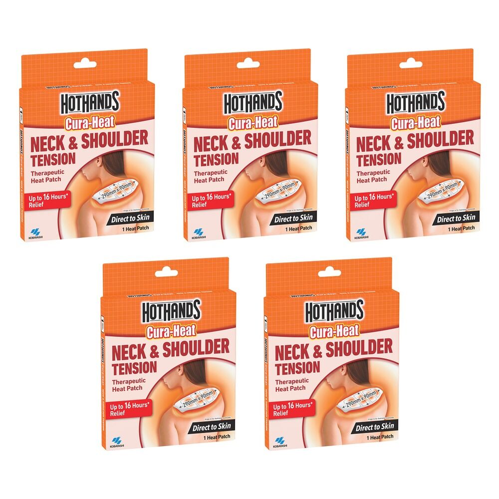 Hot Hands Cura-Heat Neck & Shoulder Pack x 6 Bundle of 5