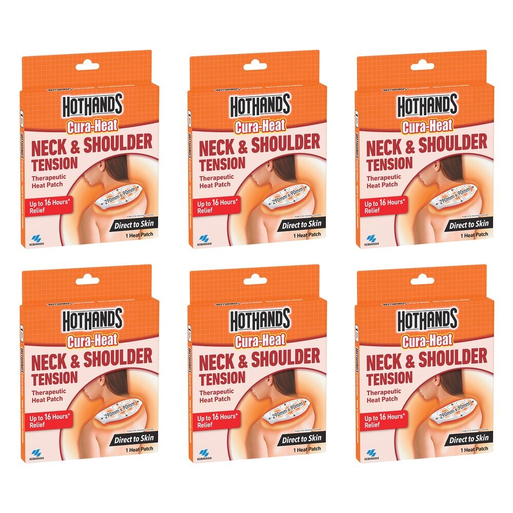Hot Hands Cura-Heat Neck & Shoulder Pack x 6 Bundle of 6