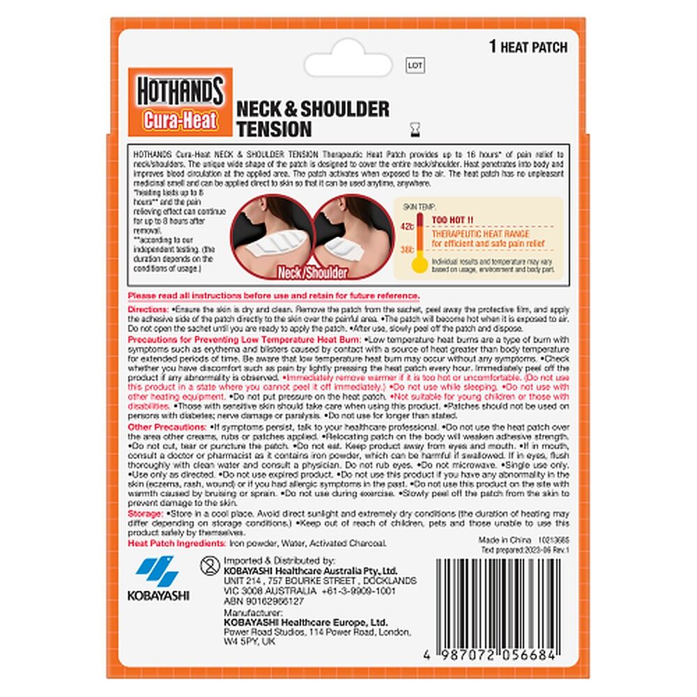 Hot Hands Cura-Heat Neck & Shoulder Pack x 6