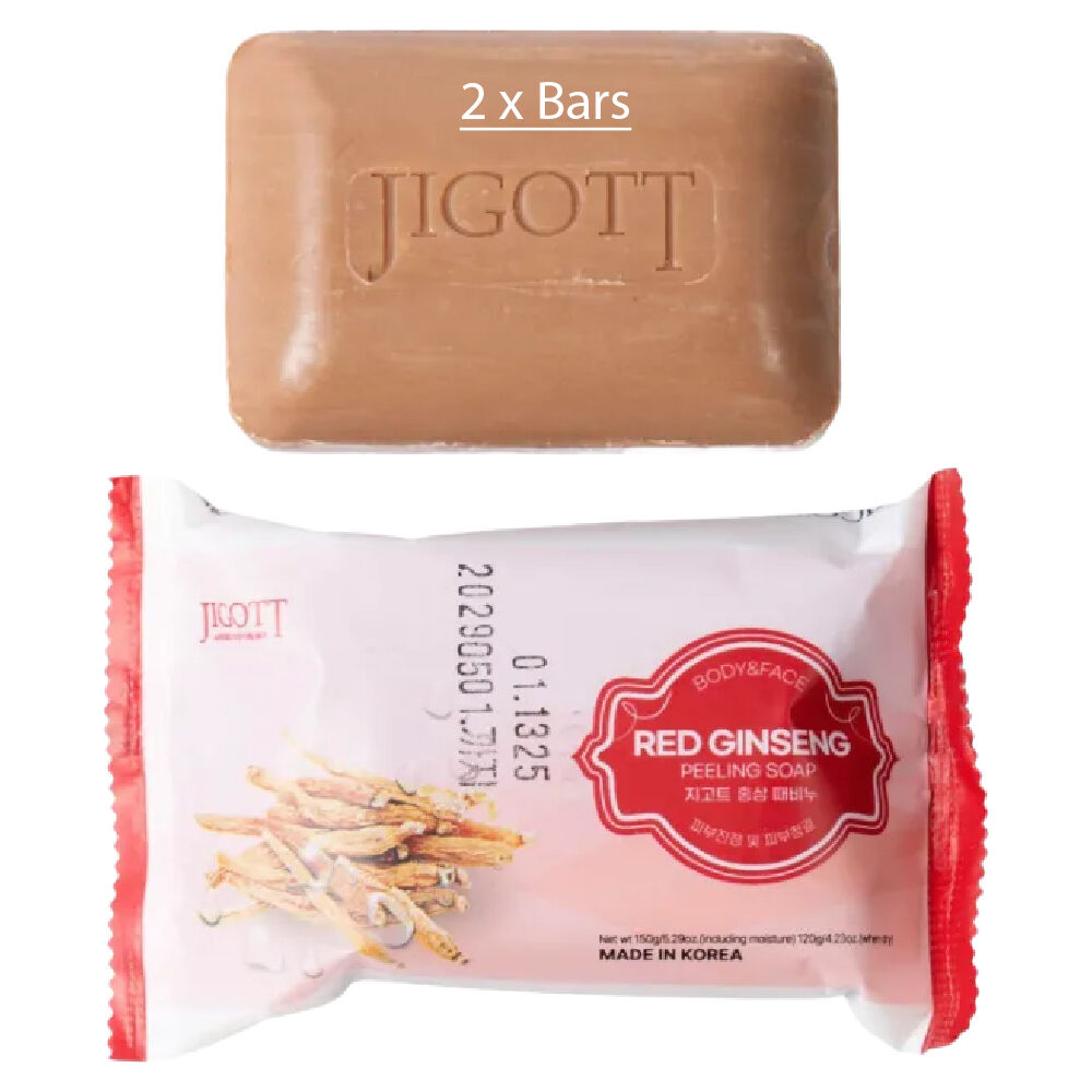 Jigott Exfoliating Body And Face Peeling Bar Soap 150g Red Ginseng x 2