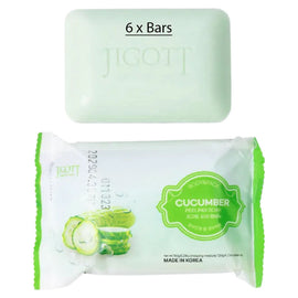 Jigott Exfoliating Body And Face Peeling Bar Soap 150g Cucumber x 6