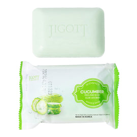 Jigott Exfoliating Body And Face Peeling Bar Soap 150g Cucumber