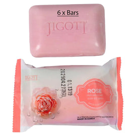 Jigott Exfoliating Body And Face Peeling Bar Soap 150g Rose x 6