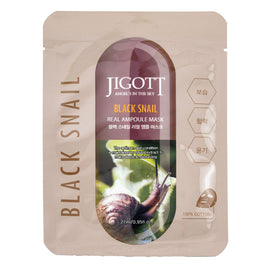 Jigott Black Snail Extract Ampoule Sheet Mask 27ml Korean Cotton Face Mask