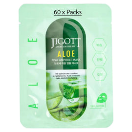Jigott Aloe Vera Extract Ampoule Sheet Mask 27ml Korean Cotton Face Mask x 60
