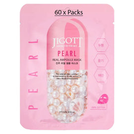 Jigott Pearl Extract Ampoule Sheet Mask 27ml Korean Cotton Face Mask x 60