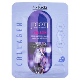 Jigott Collagen Extract Ampoule Sheet Mask 27ml Korean Cotton Face Mask x 4