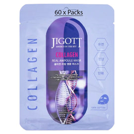 Jigott Collagen Extract Ampoule Sheet Mask 27ml Korean Cotton Face Mask x 60